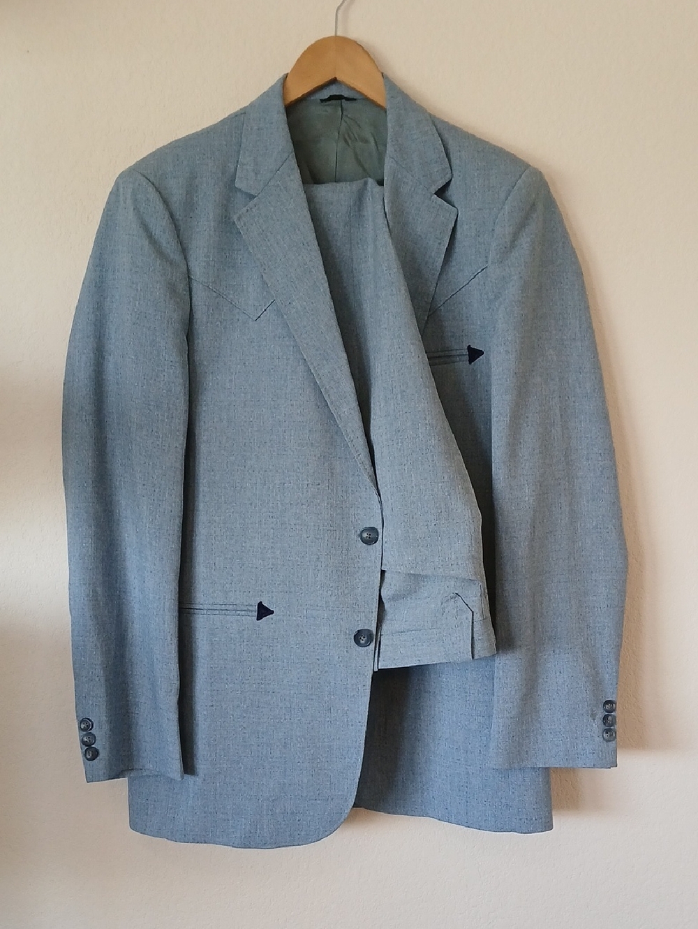 Vintage H Bar C Blue Western Suit With Blazer And Slacks 60s